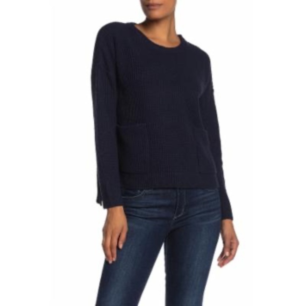 MELLODAY Two Pocket Knit Sweater in Navy - NWT
